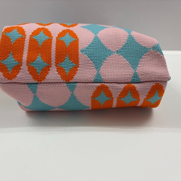Wrist Tote Bag - 100% Polyester- Geometric - Pink, Blue & Orange - NWT - Picture 7 of 9